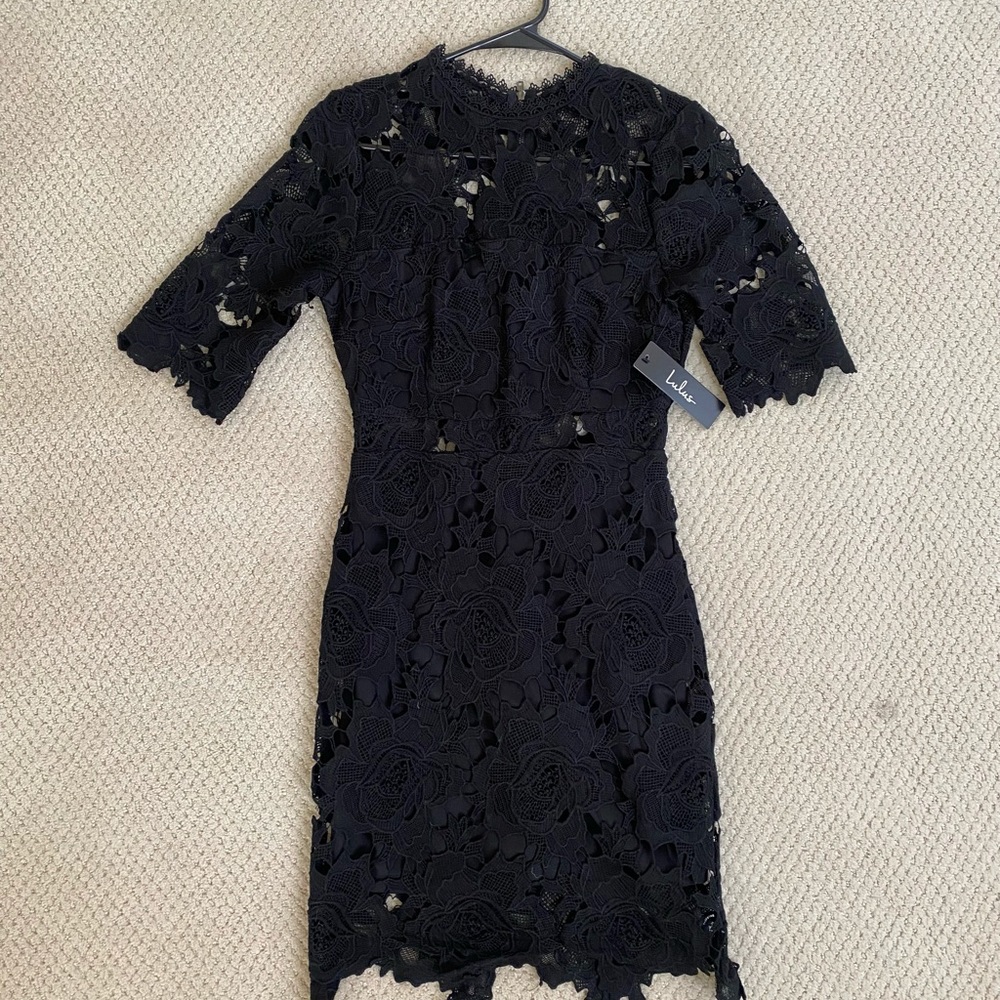 Black lacey bodycon dress, size XS